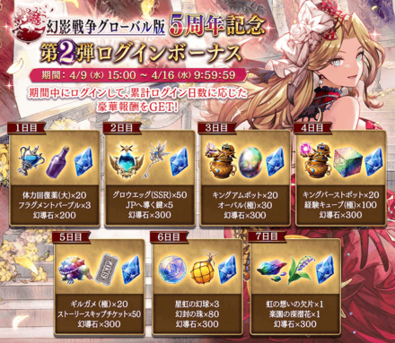 幻影戦争GL版5周年記念第2弾ログインボーナス (1) (1)
