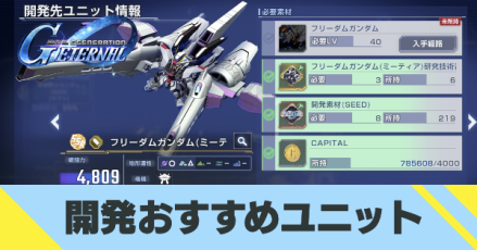 開発おすすめユニットと優先度