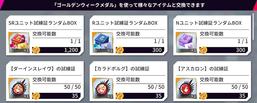 ゴールデンウィークメダル交換所