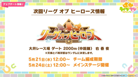 5月のLoHは大井のダート2000mで開催