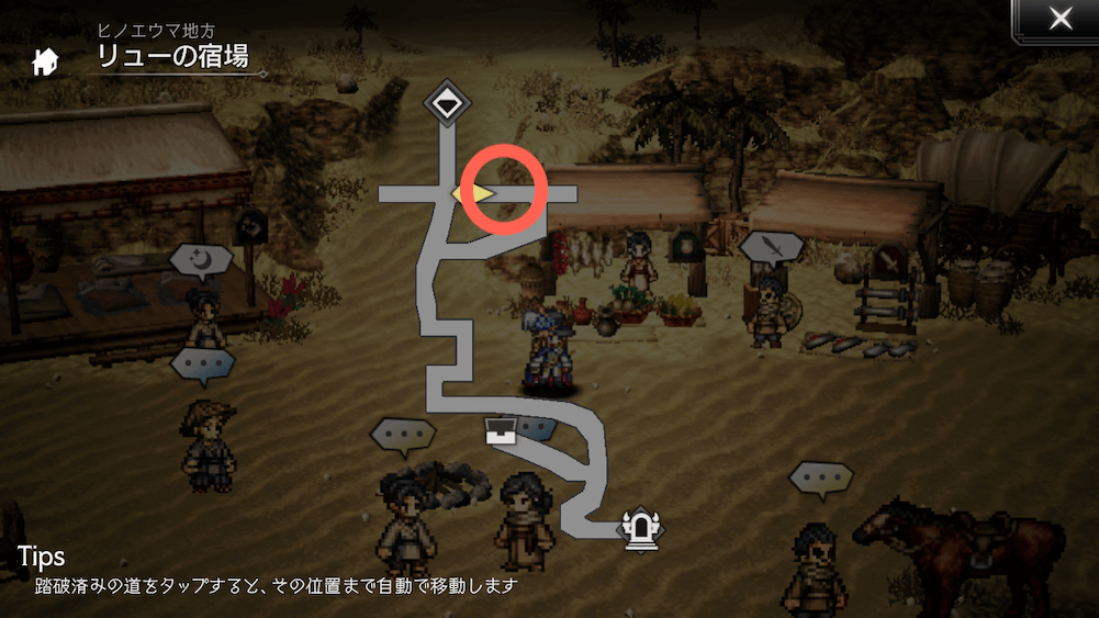 8人のキャラクターの位置