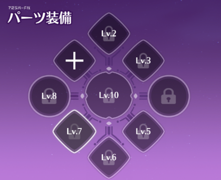 パーツのレベル開放