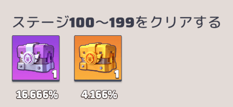 ステージ100クリア以降はドミネーター補給箱(UR)を確率で獲得できる