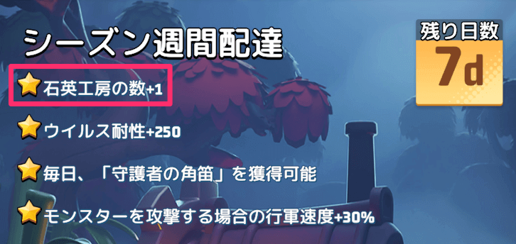 石英工房を1つ多く建造できる