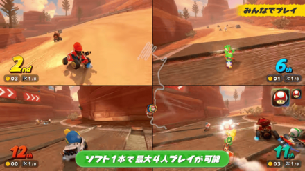 画面分割で最大4人までプレイ