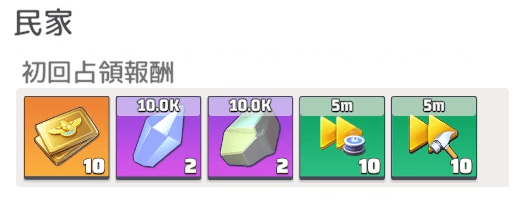 初回占領報酬で石材と石英を獲得できる