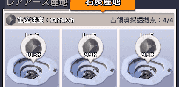 採掘場での生産