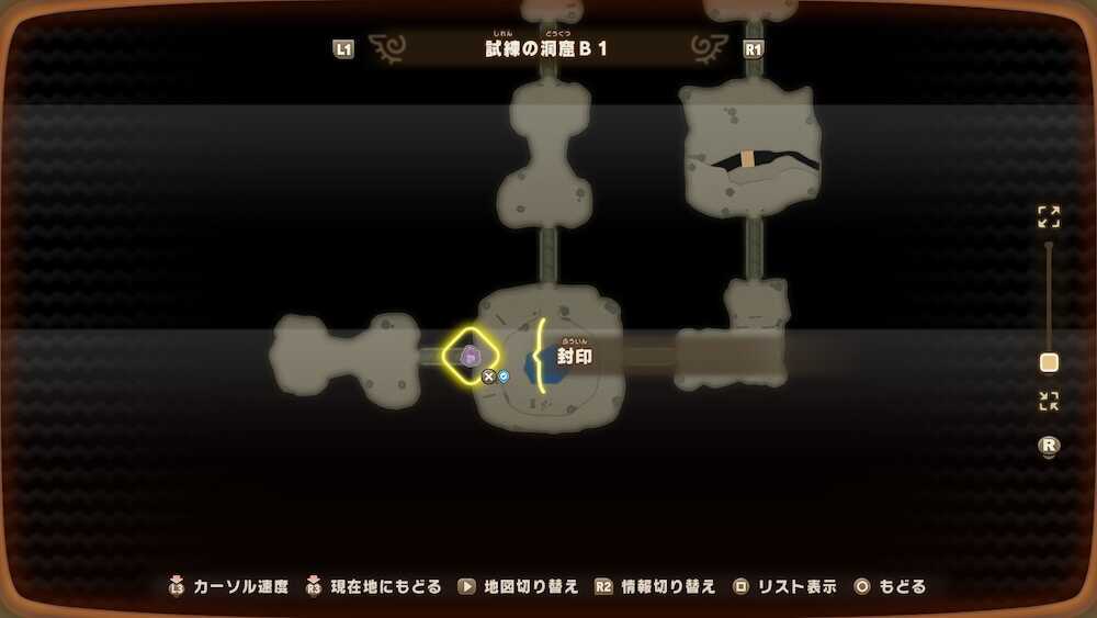 試練の洞窟B1のマップ