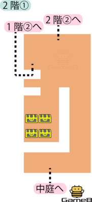 トロデーン城2階①のマップ