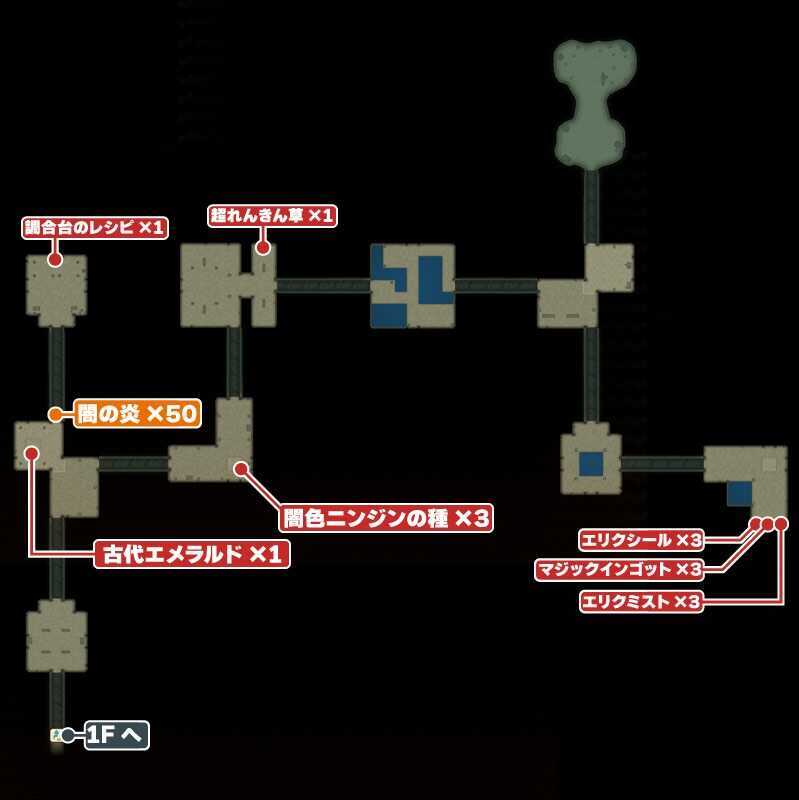 迷宮樹のウロB1のマップ