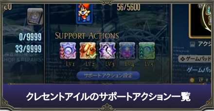 サポートアクション一覧