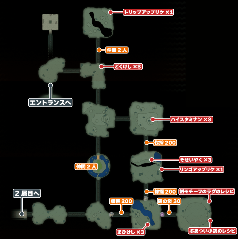 大穴1層目のマップ