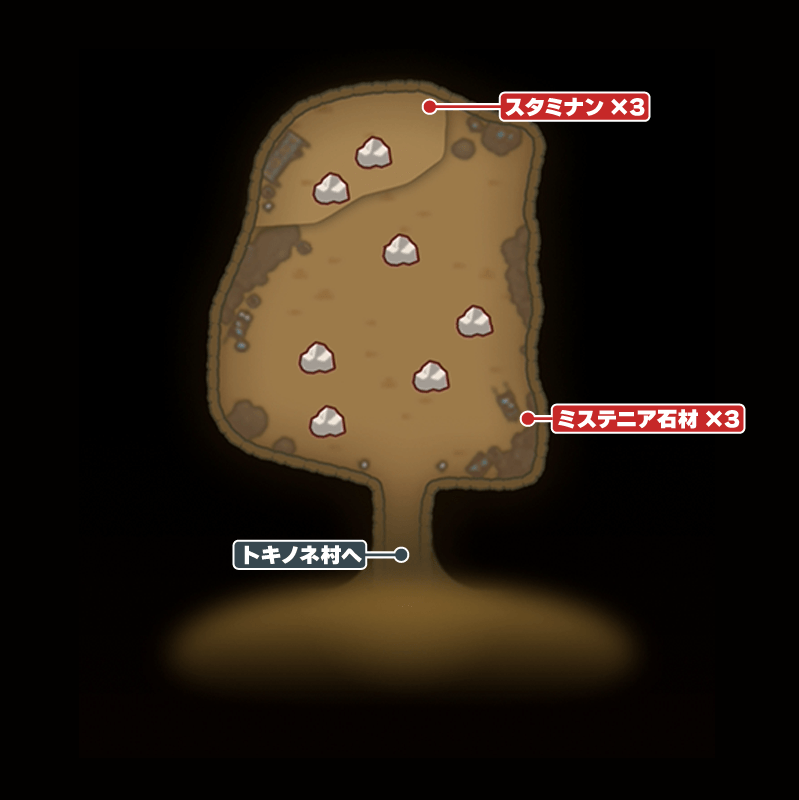 採掘みならいの穴1階のマップ