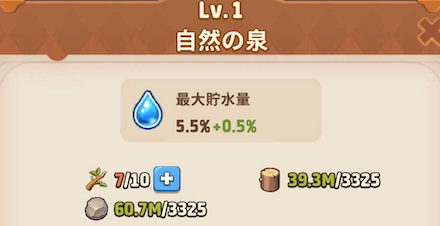 自然の泉レベルアップ