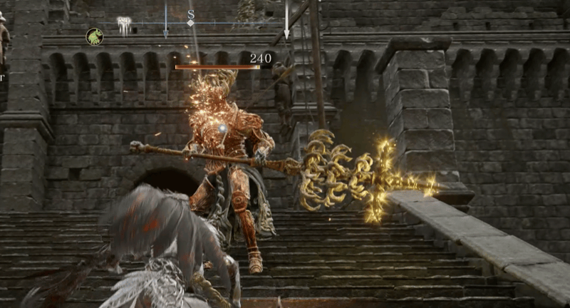 城壁の上の敵を倒す