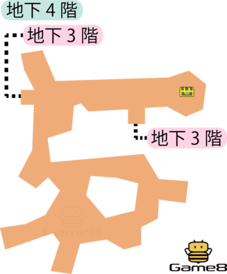 見えざる魔神の道地下4階のマップ
