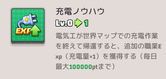 職業スキル【充電ノウハウ】で職業Expを稼げる