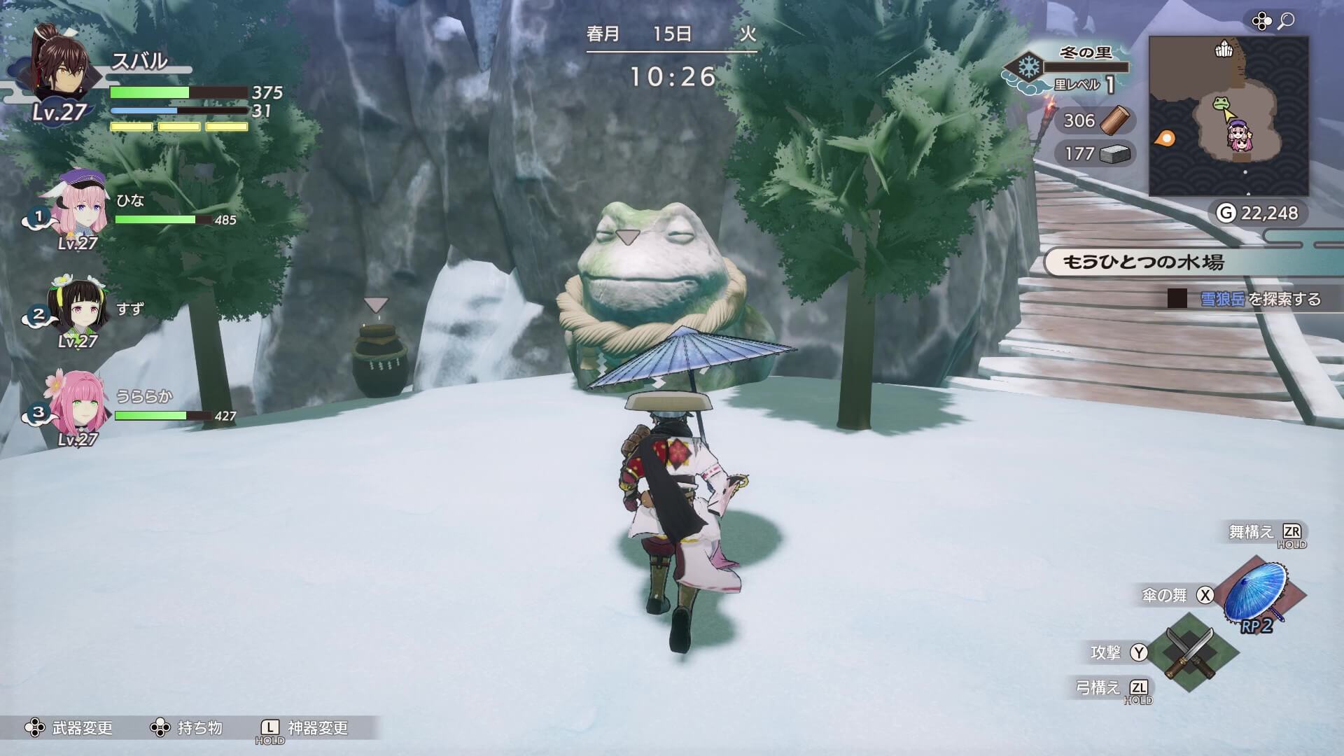 崖を渡った先のカエル石