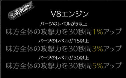 パーツを強化することでスキルの効果量アップ