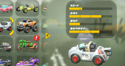 マシンとキャラによって性能が異なる