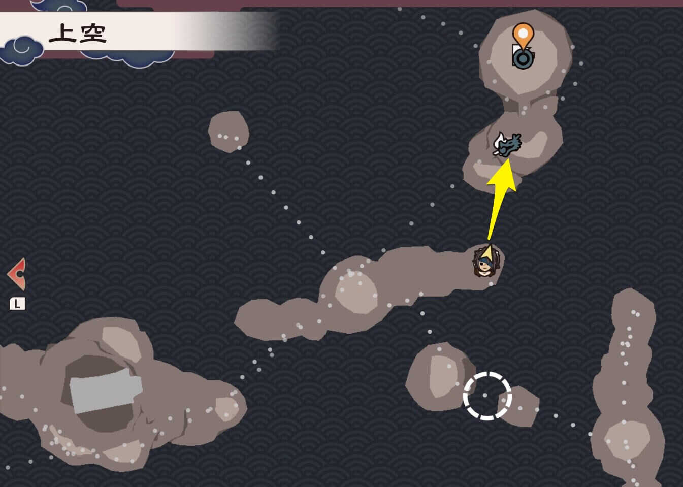 浮島の東端からジャンプ