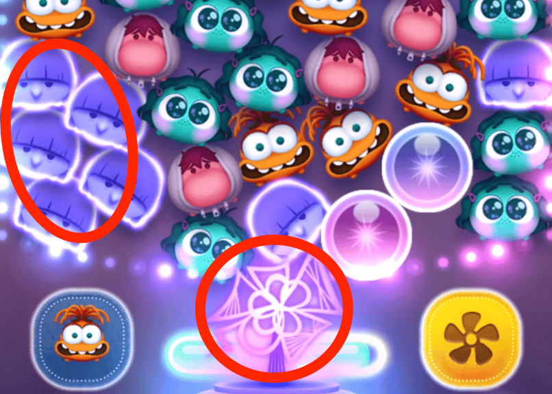 花と同じ色のツムを消すと周りのツムを消す