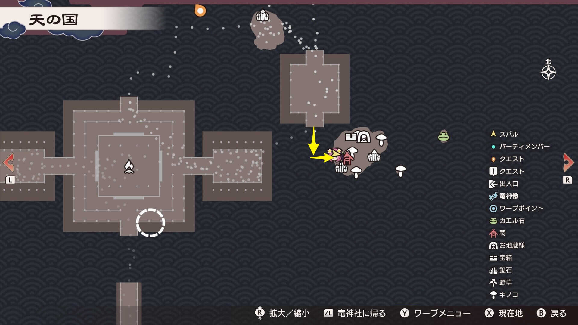 南の広間から南東の小島へ行く