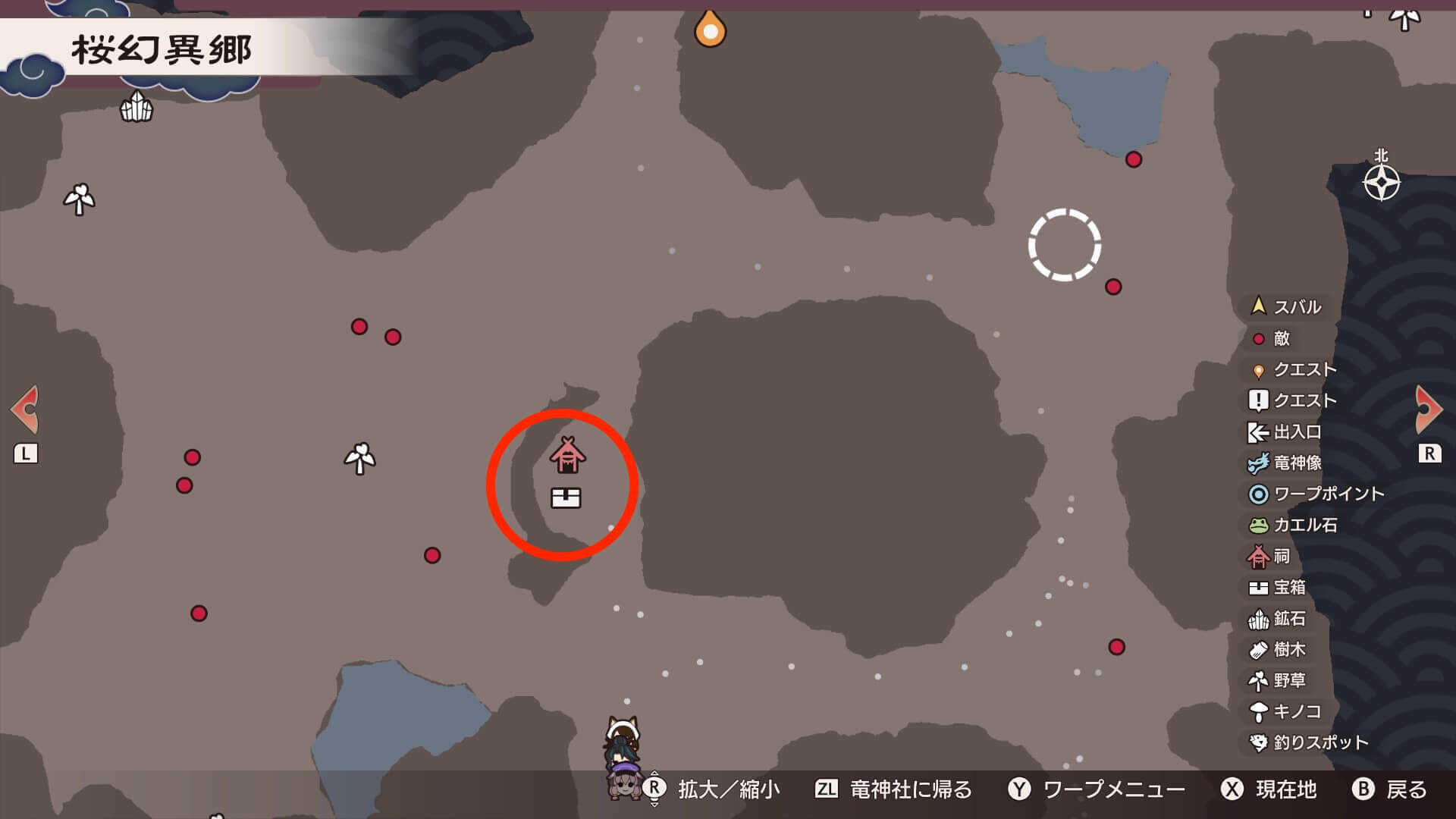 中央の宝箱と祠