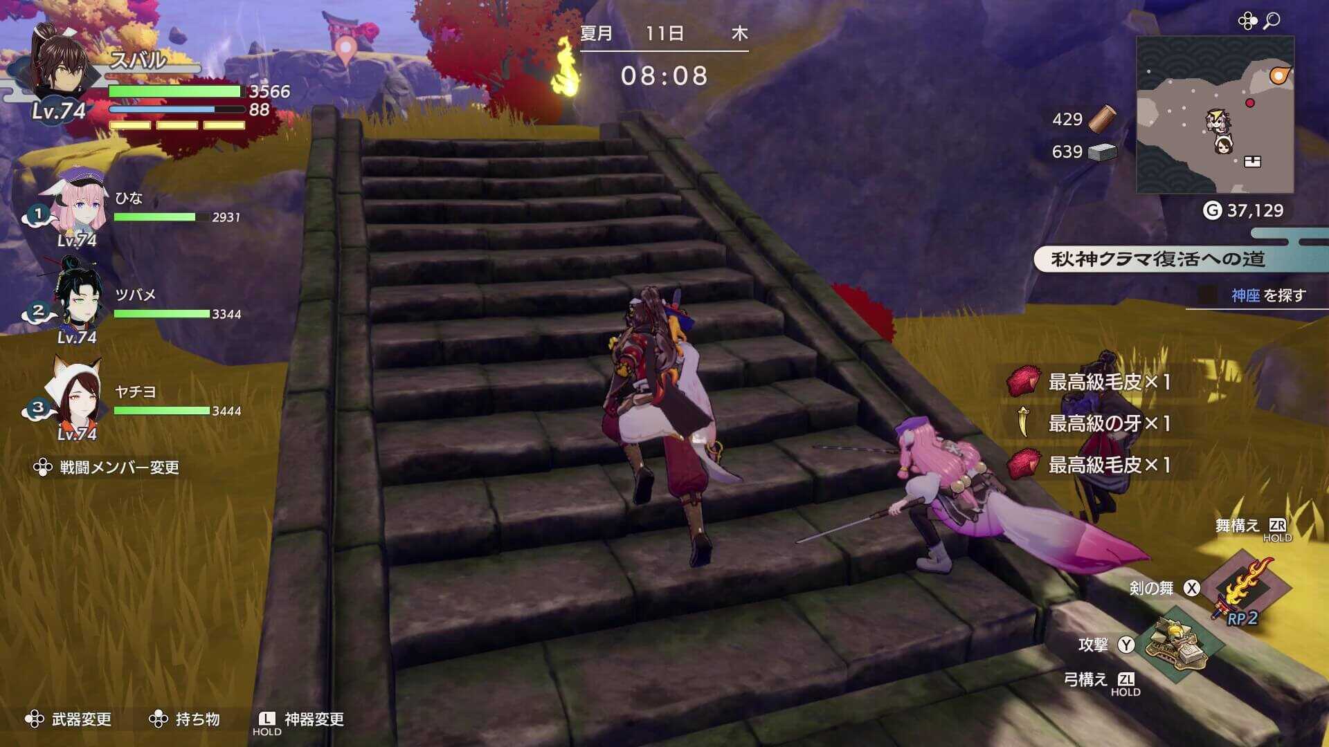 石段を登って進む