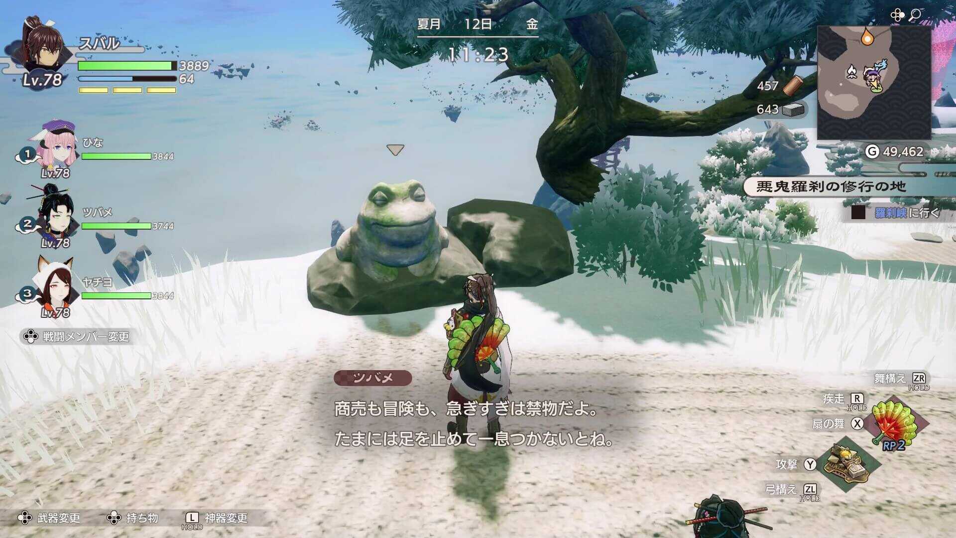 竜神像前のカエル石