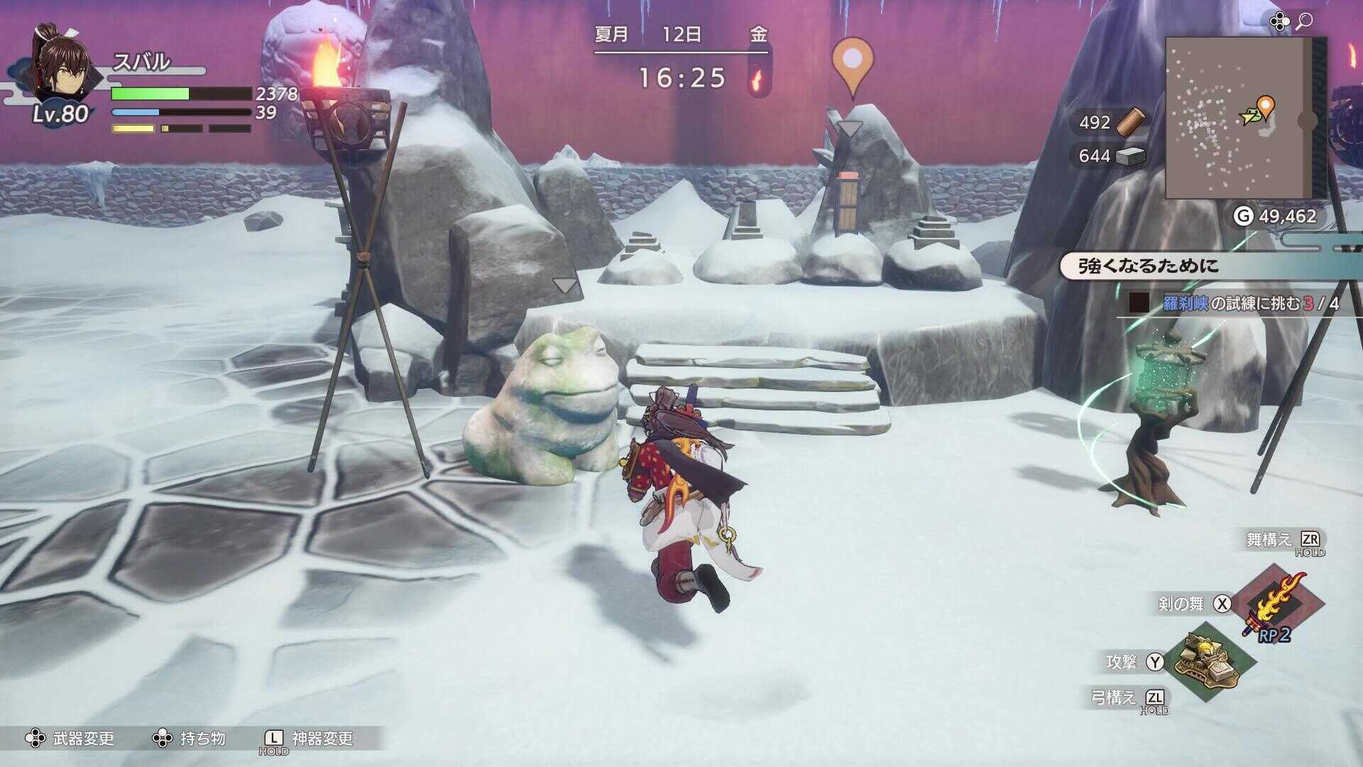 同じ広場のカエル石とスイッチ