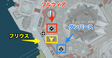 ３キャラの場所