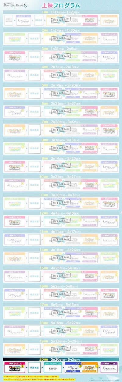 上映プログラム1〜20週目
