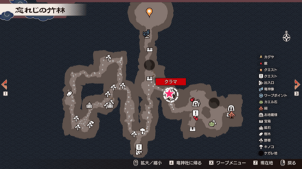 あけぼの島「忘れじの竹林」の的あての場所マップ