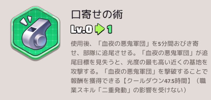 職業スキル【口寄せの術】で血夜の悪鬼軍団を誘導できる