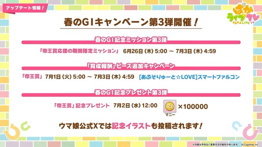 春のG1記念ミッション