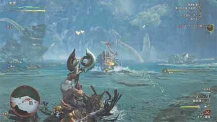 ボウガンを構えて睡眠弾を撃つ