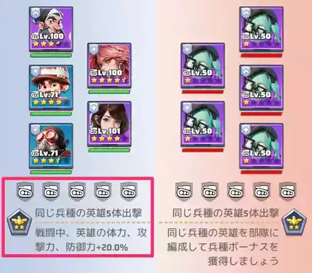 4プラス1なし同兵種5体