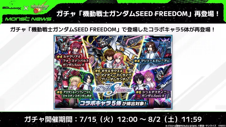 SEEDFREEDOMガチャ復刻