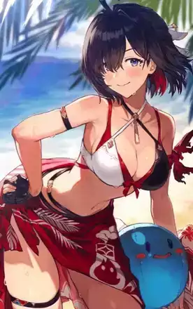 海辺の調査員の画像