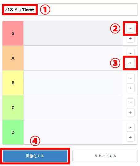 ティア表作成手順