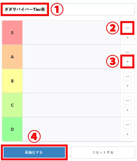ダダサバイバーTier作成手順