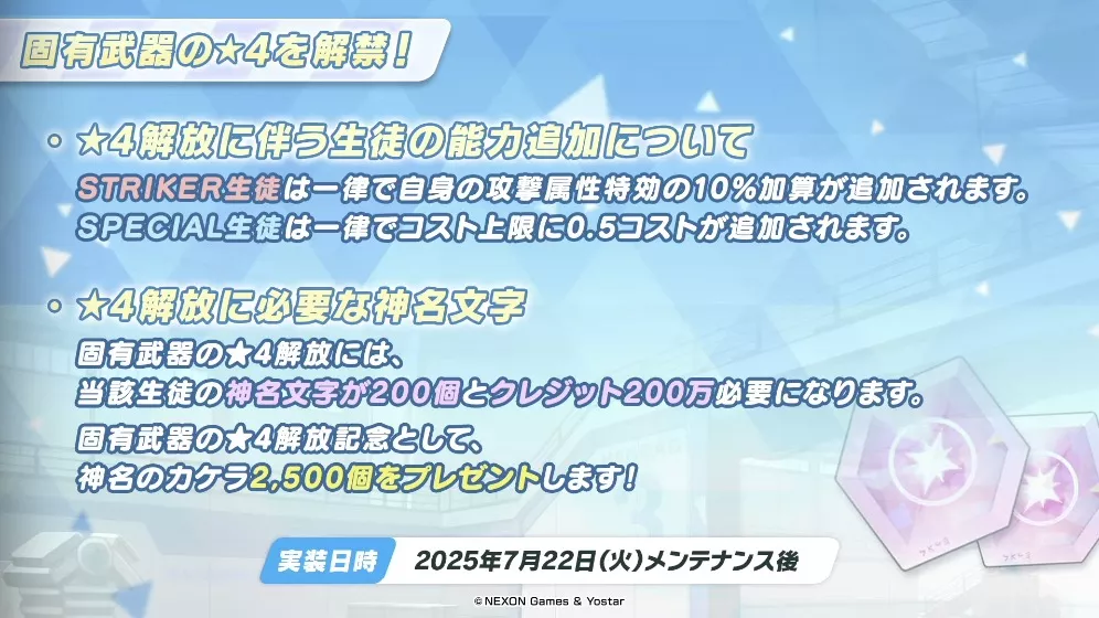 固有武器の星4を解禁