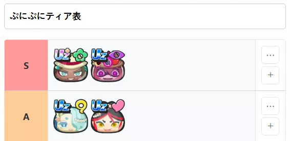 ティア表がリリース