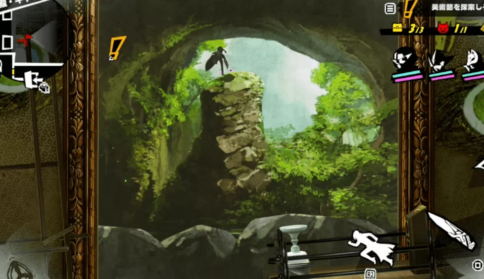 森の絵の奥に進む