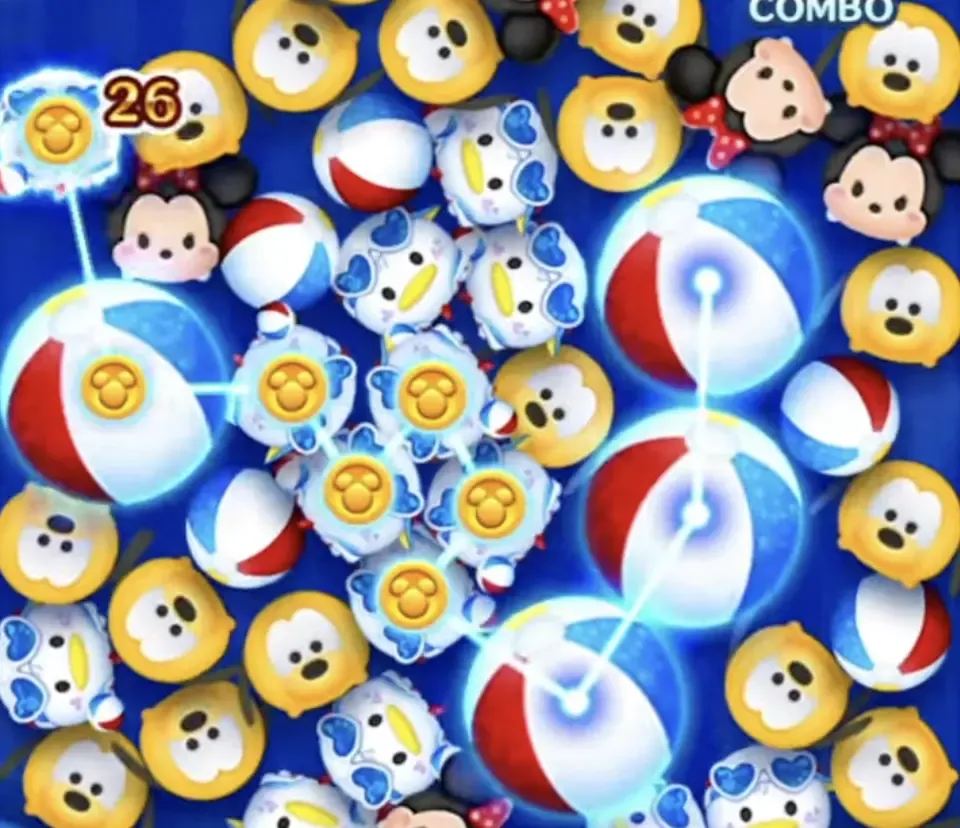 ドナルドとつなげるビーチボールが出現