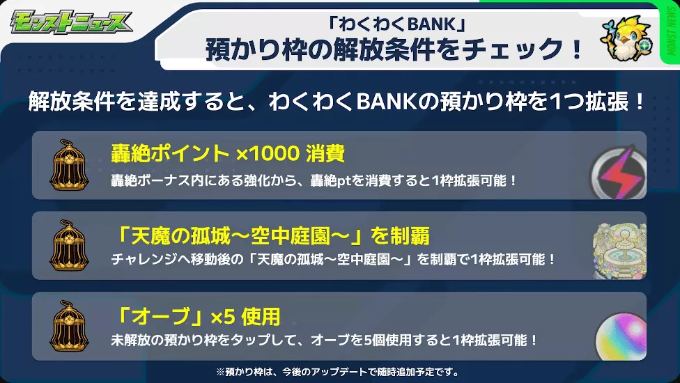 わくわくバンク解放条件