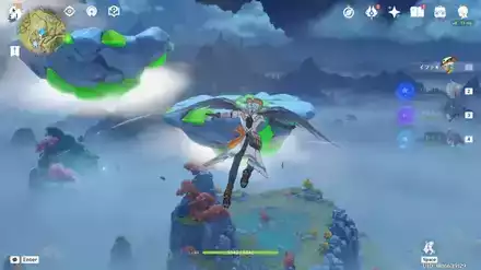 風域と足場を使って上に