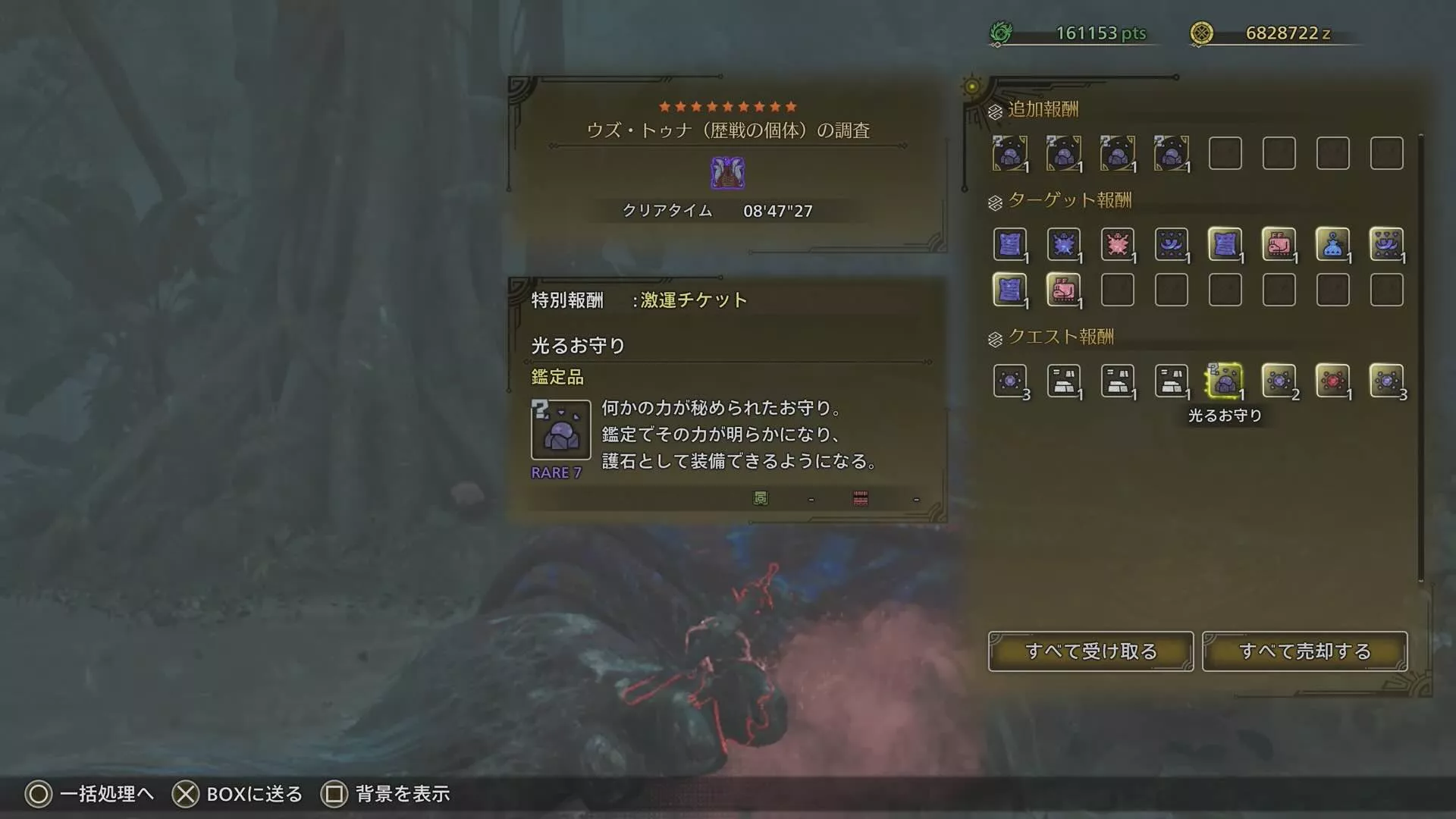 星9のモンスターを倒して光るお守りを入手