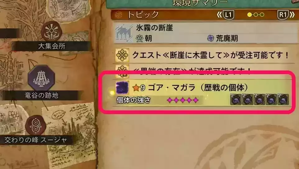 環境サマリーから星9を探す